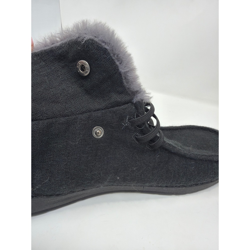 Womens Black Moccasin‎ Boots Faux Fur Lined Cozy Slippers Size 8.5 - Picture 5 of 10